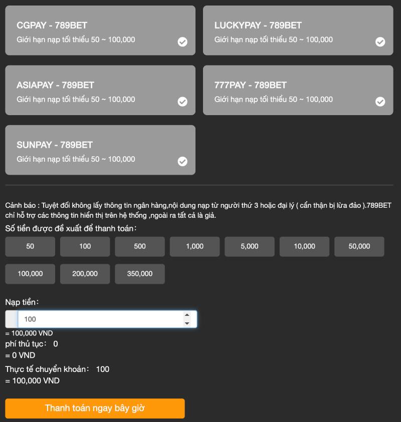 Làm sao để nạp tiền vào sảnh game bài tại 789bet?