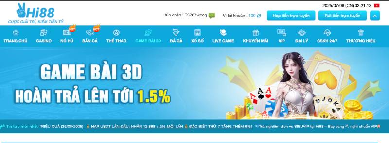 Tại sao nên chọn Hi88 làm điểm cá cược game bài?